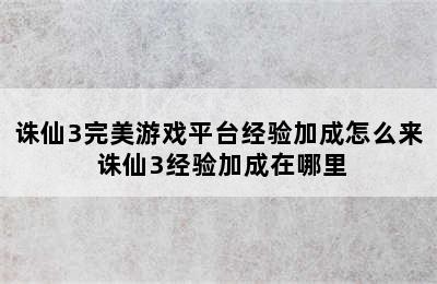 诛仙3完美游戏平台经验加成怎么来 诛仙3经验加成在哪里